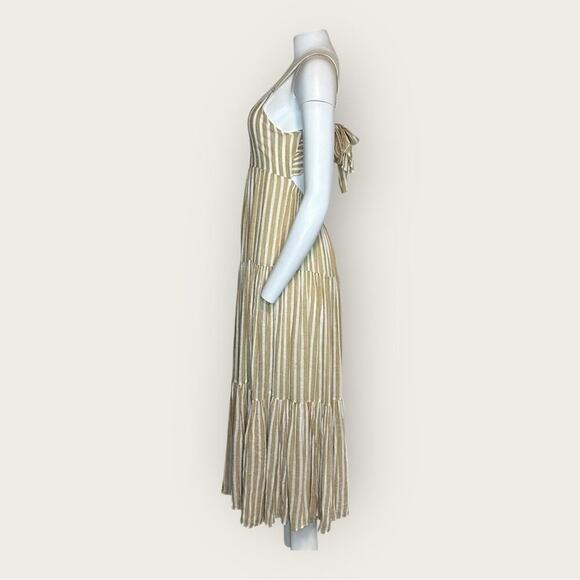 NWT | Elan | Khaki Stripe Spaghetti Strap Maxi Dress | White/Beige | Small - Picture 5 of 12